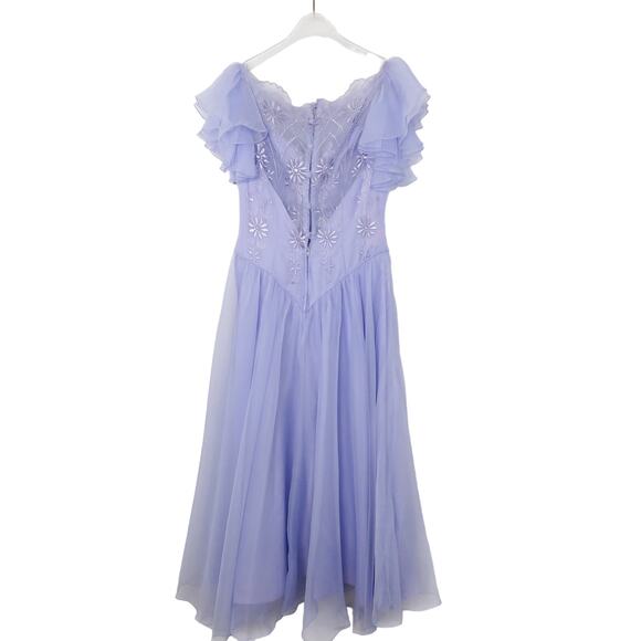Eve of Milady 1980s Vintage Lavender Purple Union Made Bridesmaid Dress Gown 8 - Picture 4 of 7